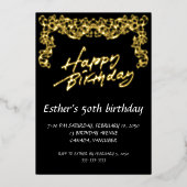 Golden Script Birthday Party Einladung (Vorderseite)