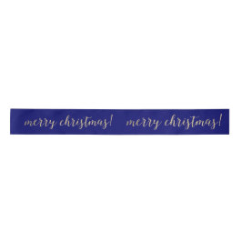 Golden Script Frohe Weihnachten Blue Navy Satinband