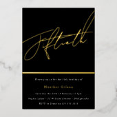 Golden Script Fünfzigste Geburtstagsparty Golden Folieneinladung (Vorderseite)