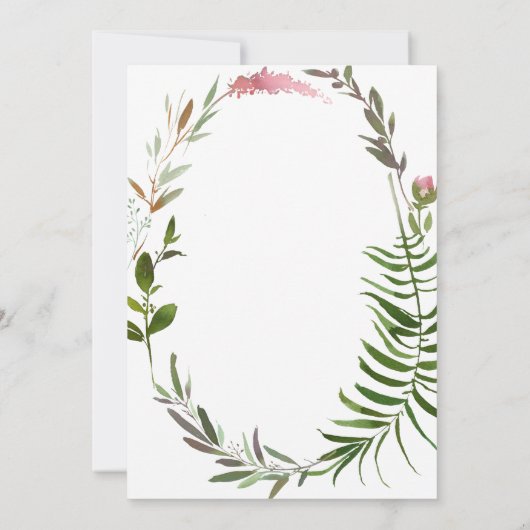 Golden Script Greenery Bloral Wreath Baby Shower Einladung (Rückseite)