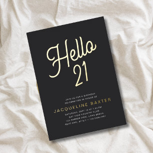 Golden Script Hallo 21 21. Geburtstagsfeier Folieneinladung