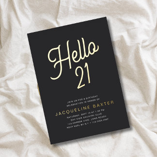 Golden Script Hallo 21 21. Geburtstagsfeier Folieneinladung