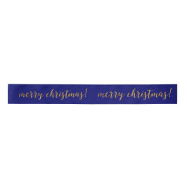 Golden Script Merry Christmas Blue Navy Geschenk I Satinband