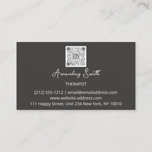 Golden Script QR Code Logo Grau Visitenkarte (Rückseite)