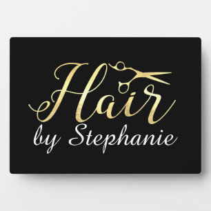 Golden Script Schere Friseursalon Fotoplatte