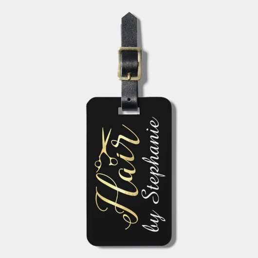 Golden Script Schere Friseursalon Gepäckanhänger (Vorderseite vertikal)