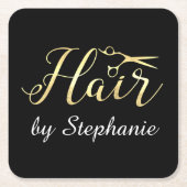 Golden Script Schere Friseursalon Rechteckiger Pappuntersetzer (Vorderseite)