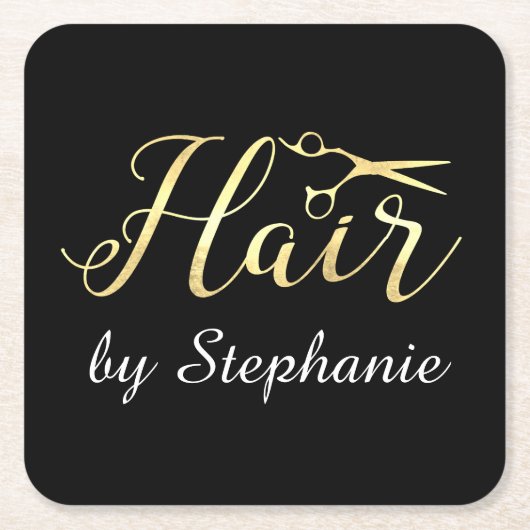 Golden Script Schere Friseursalon Rechteckiger Pappuntersetzer (Vorderseite)