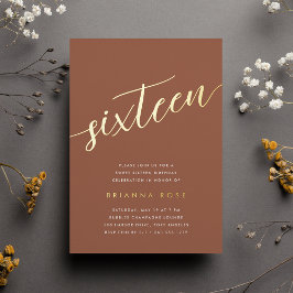 Golden Script Sweet 16 Geburtstagsparty Folieneinladung