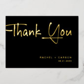 Golden Script Wedding Thank You Real Foil Cards Folieneinladung (Vorderseite)