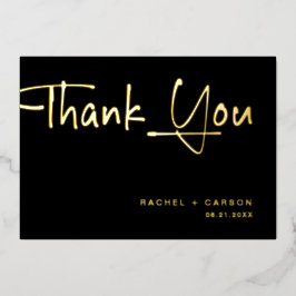 Golden Script Wedding Thank You Real Foil Cards Folieneinladung