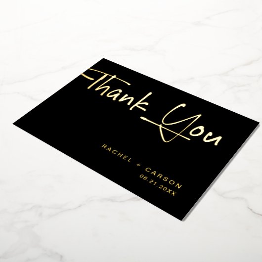 Golden Script Wedding Thank You Real Foil Cards Folieneinladung (Gedreht)