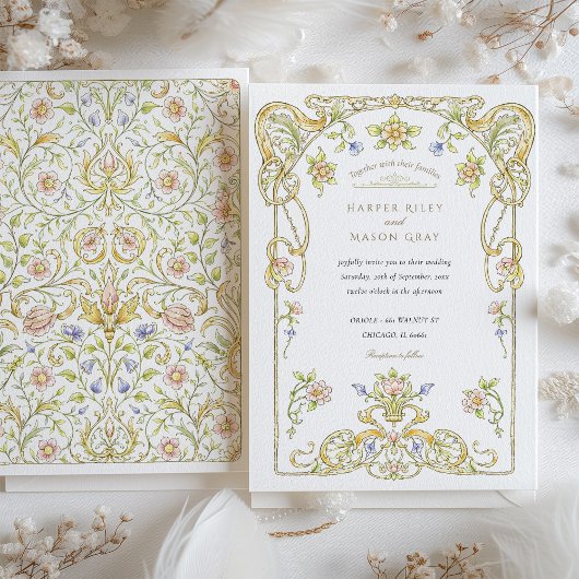 Golden Scroll Garden Wedding Einladung