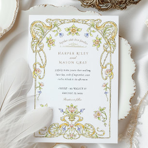 Golden Scroll Garden Wedding Einladung
