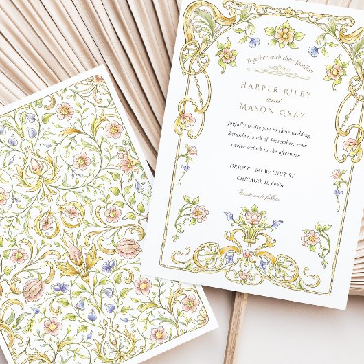 Golden Scroll Garden Wedding Einladung
