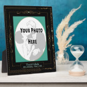 Golden Scrolls on Black mit/Aquamarin Mat - Person Fotoplatte (Seite)