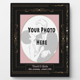 Golden Scrolls on Black mit Pink Mat - Personalisi Fotoplatte