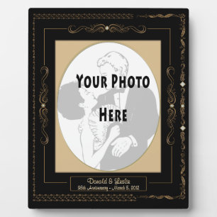 Golden Scrolls on Black mit Tan Mat - Personalisie Fotoplatte