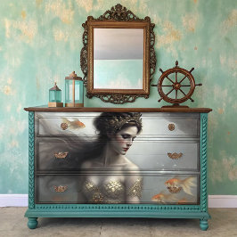 Golden Sea Queen Mermaid Decoupage Seidenpapier