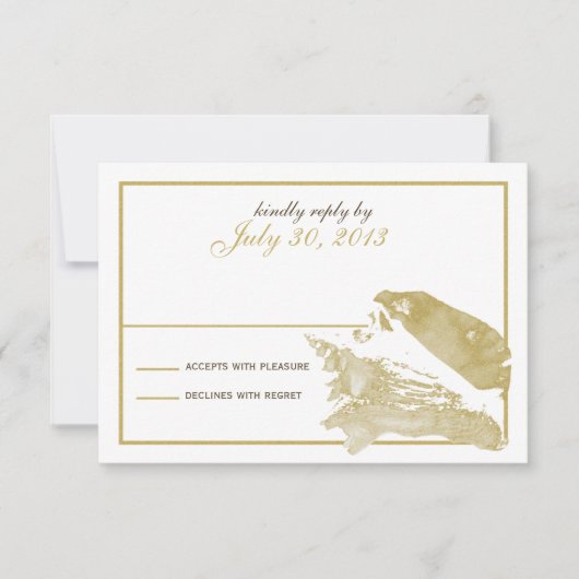 Golden Seashell Response Card RSVP Karte (Vorderseite)
