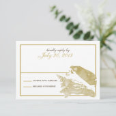 Golden Seashell Response Card RSVP Karte (Stehend Vorderseite)