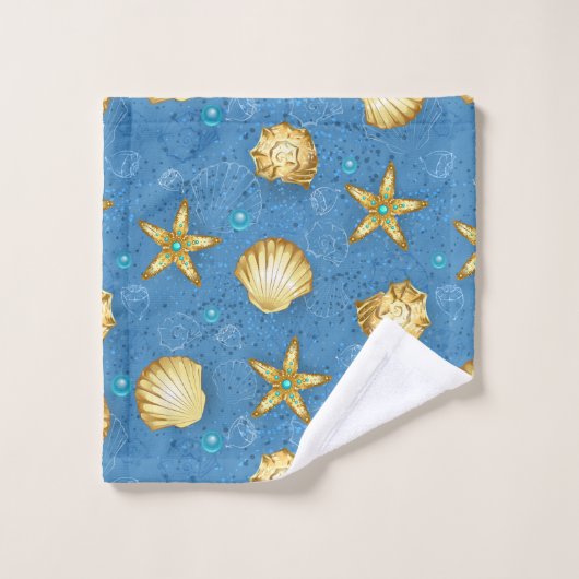 Golden Seashells Badhandtuch Set (Waschlappen)