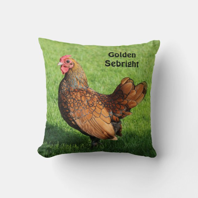 Golden Sebright Rooster - Bantam Pet Chicken Kissen (Vorderseite)