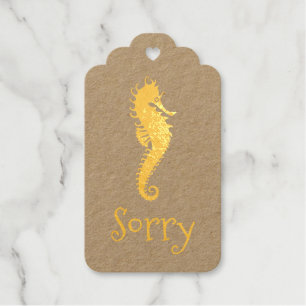 Golden Seepferd Sorry Foil Gift Tags Geschenkanhänger
