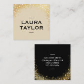 Golden Sequin Beige Black Quadratische Visitenkarte (Vorne/Hinten)