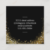 Golden Sequin Beige Black Quadratische Visitenkarte (Rückseite)