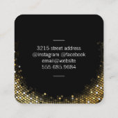 Golden Sequin Black Variation Quadratische Visitenkarte (Rückseite)