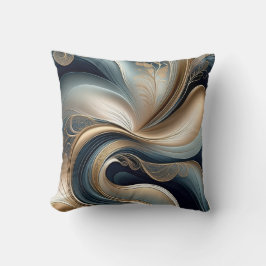 Golden Serenade - Teal and Gold Abstract Kissen