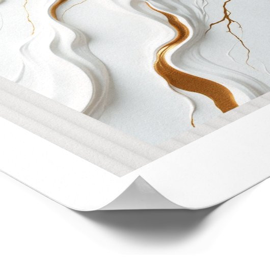 Golden Serenity – Abstract Gold and White Wall Art Poster (Ecke)