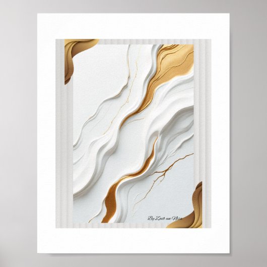 Golden Serenity – Abstract Gold and White Wall Art Poster (Vorne)