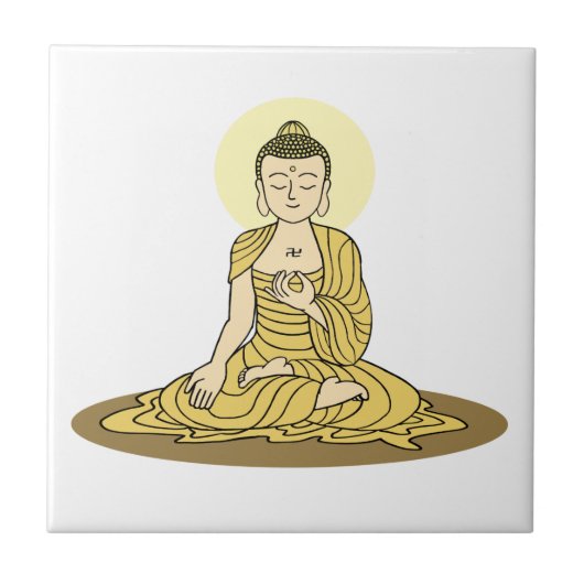 Golden Serenity Buddha Keramik Fliesen (Vorderseite)