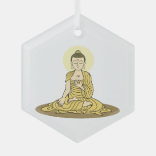 Golden Serenity Buddha Ornament Aus Glas