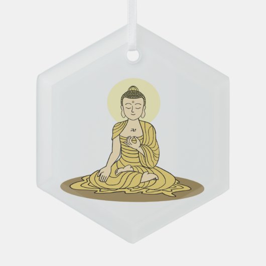 Golden Serenity Buddha Ornament Aus Glas (Vorderseite)