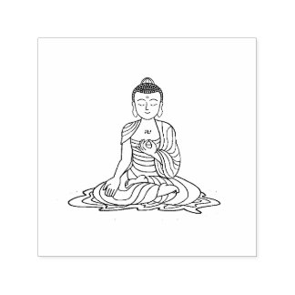 Golden Serenity Buddha Selbsthingende Briefmarke Permastempel