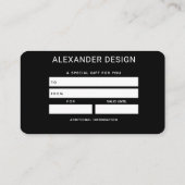 Golden Serenity Gift Card Visitenkarte (Rückseite)