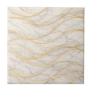 Golden Serenity Marble Waves – Luxury Seamless Fliese