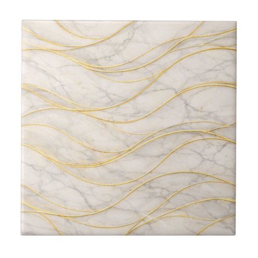 Golden Serenity Marble Waves – Luxury Seamless Fliese (Vorderseite)