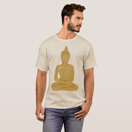 Golden Serenity - Meditative Buddha Art T-Shirt (Vorne ganz)