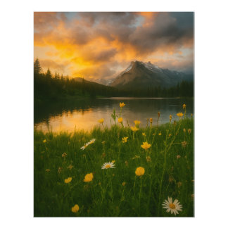 Golden Serenity: Mountain Lake  Fotodruck