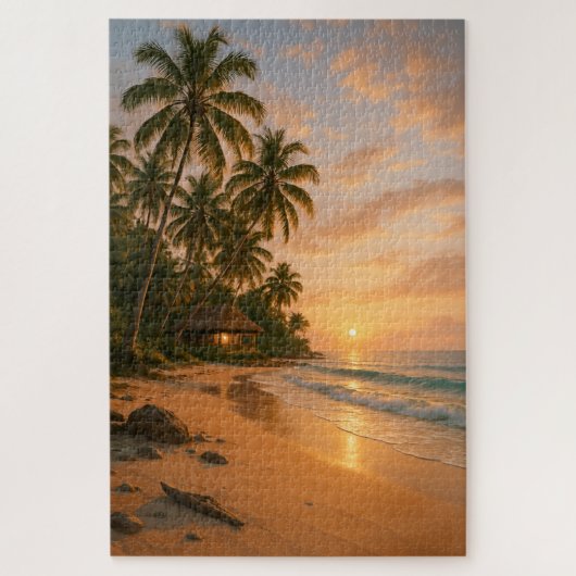 Golden Serenity - Tropical Beach Sunset Puzzle (Vertikal)