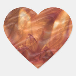 Golden Shades aus Kupferleder: Embossed Waves Herz-Aufkleber