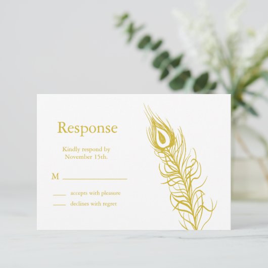 Golden Shake Ihren Schwanz Feathers UAWG RSVP Karte (Stehend Vorderseite)