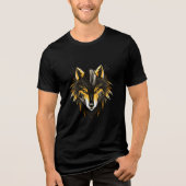 Golden Shard Wolf – Geometric Animal Art Tri-Blend Shirt (Vorderseite)