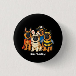 Golden Shepherd Ghost Dog Halloween Funny Spooky Button