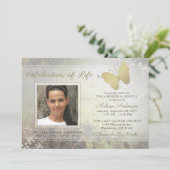 Golden Shimmer Butterfly-Gedenkstätte Einladung (Stehend Vorderseite)