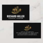 Golden Shine Bar Graph Financial Logo Visitenkarte (Vorne/Hinten)